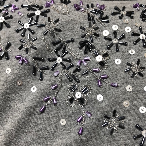 Gray Beaded T-Shirt Size 0X 16W Liz&Me - Picture 6 of 8